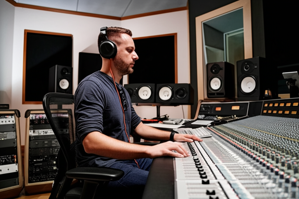 Alex Johnson at mixing console